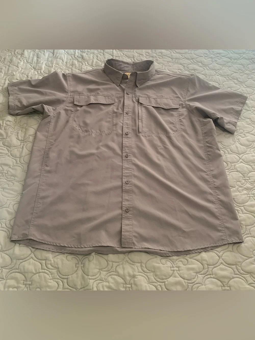 RedHead Gray Ripstop Fishing Camp Shirt Mens 2XL Vent Back Short Sleeve Utility
